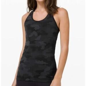 Lululemon Cool Racerback Tank Top Deep Camo Coal Black Gray Medium
